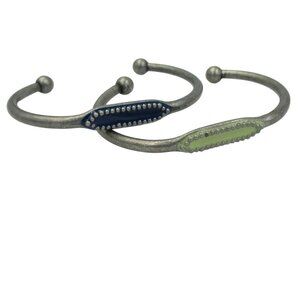 Vintage Jewel Kade Silver Lacquer Slim Cuff Bracelet Set of 2